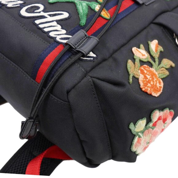 Gucci  L'Aveugle Par Amour Embroidered Techno Web Canvas Backpack Black - Picture 6 of 12